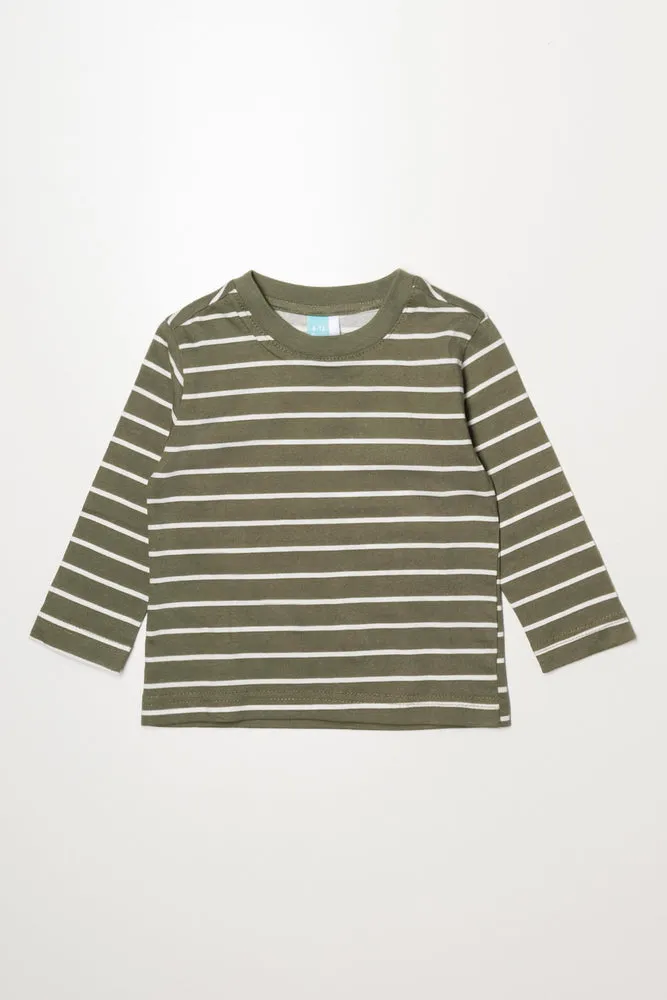 Stripe Long Sleeve T-Shirt Natural And Green