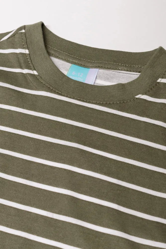 Stripe Long Sleeve T-Shirt Natural And Green