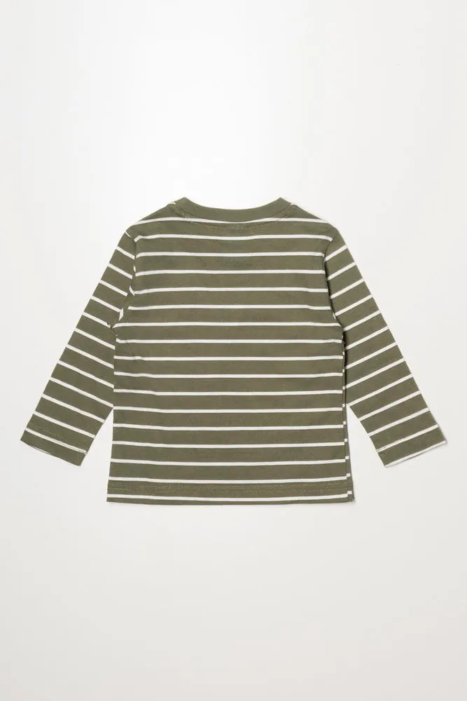 Stripe Long Sleeve T-Shirt Natural And Green