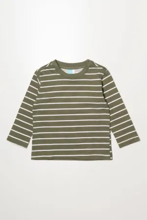 Stripe Long Sleeve T-Shirt Natural And Green