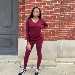 Sweater and Leggings Set Burgundy