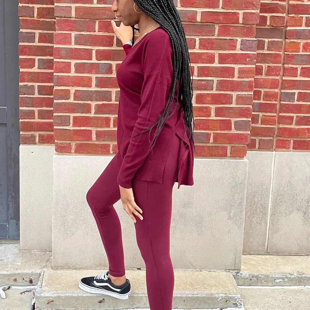 Sweater and Leggings Set Burgundy