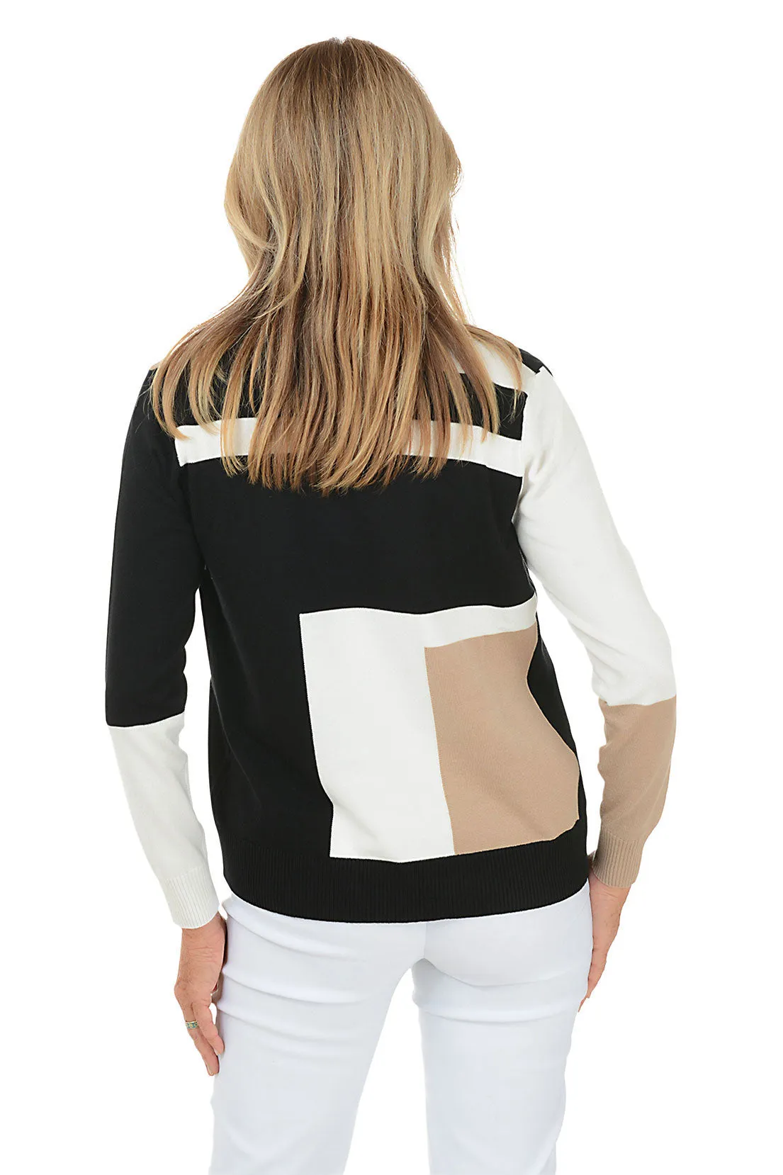 Tan Colorblock Cascade Open Front Cardigan