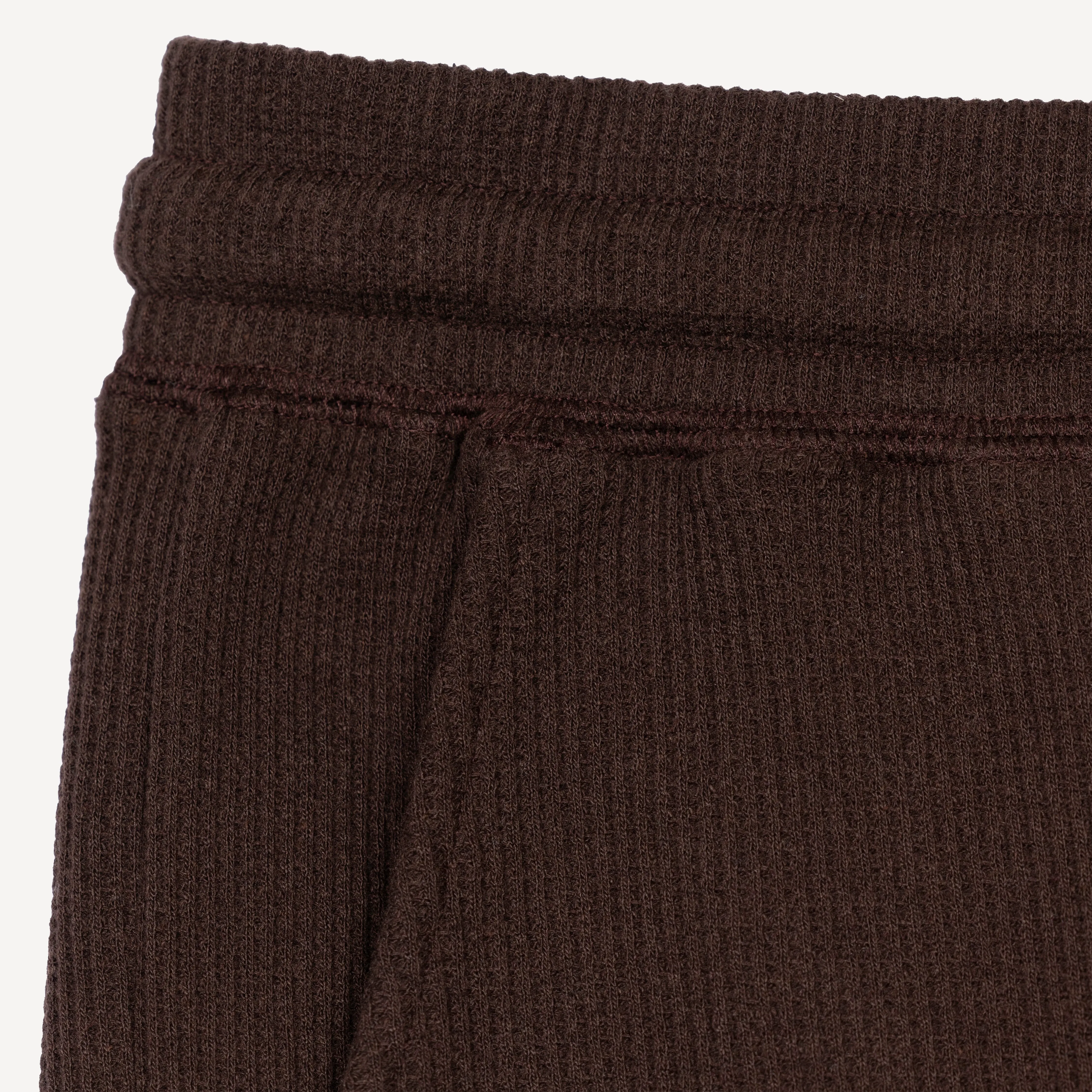 Thermal Waffle Knit Tee & Shorts Set - Hot Fudge