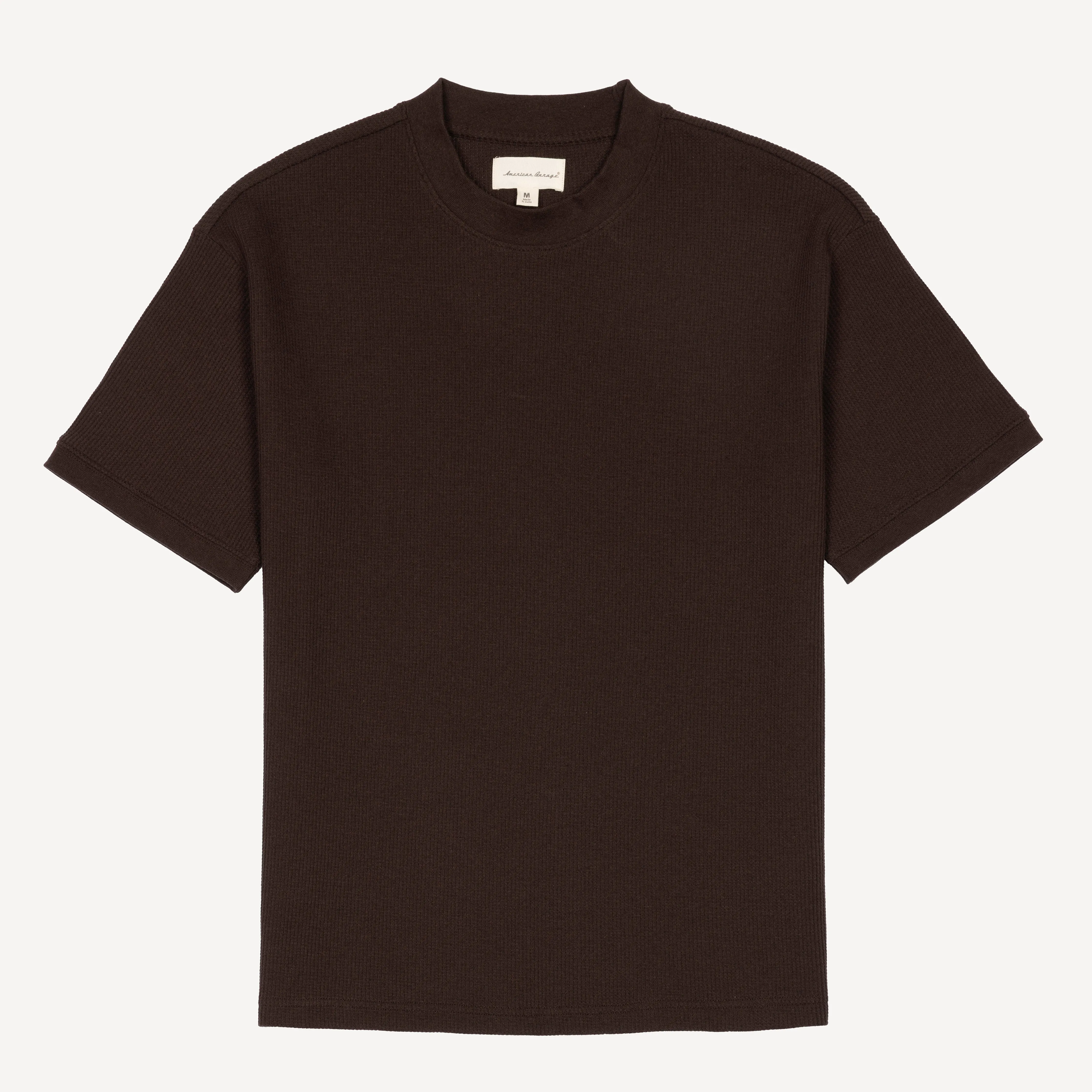 Thermal Waffle Knit Tee & Shorts Set - Hot Fudge