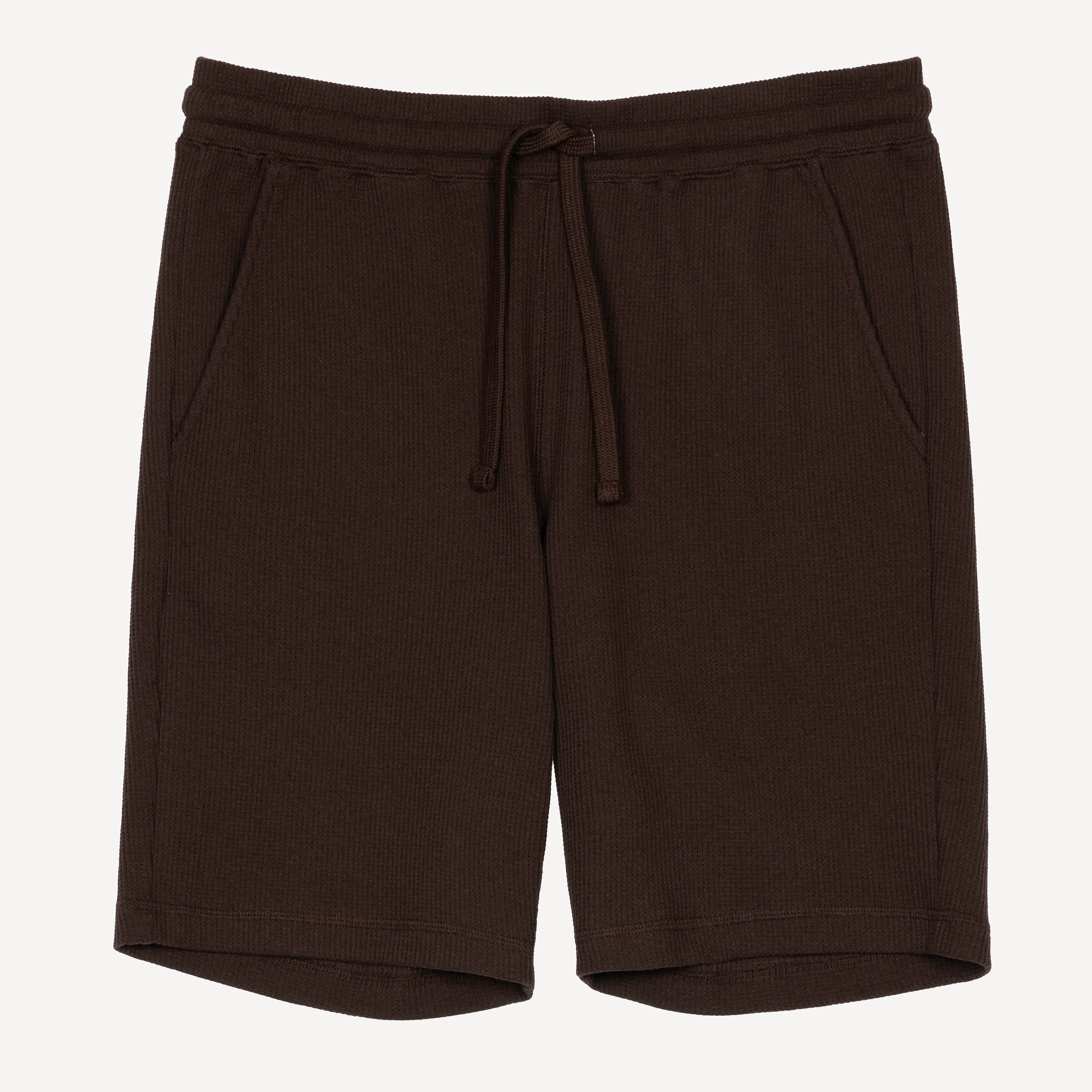 Thermal Waffle Knit Tee & Shorts Set - Hot Fudge