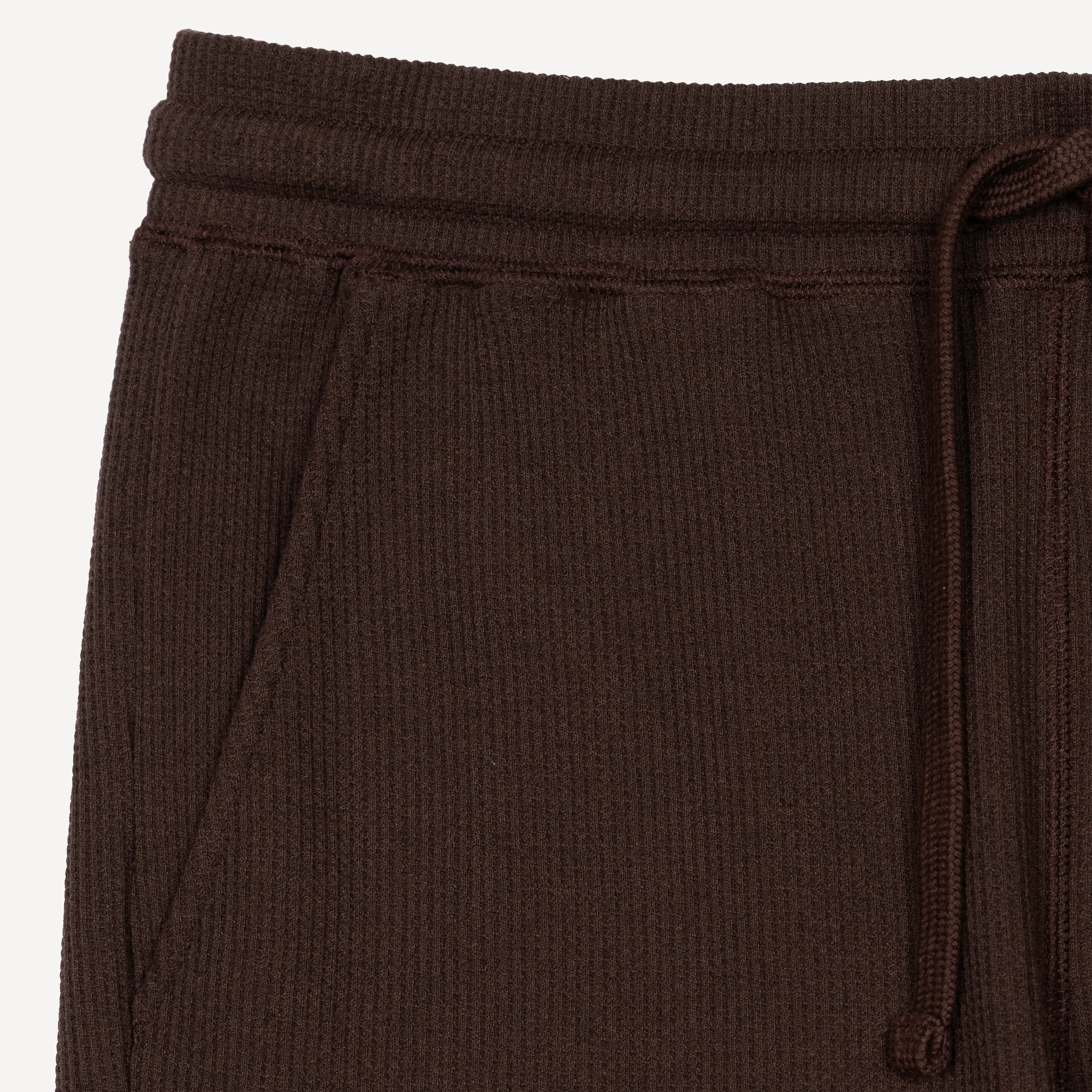 Thermal Waffle Knit Tee & Shorts Set - Hot Fudge