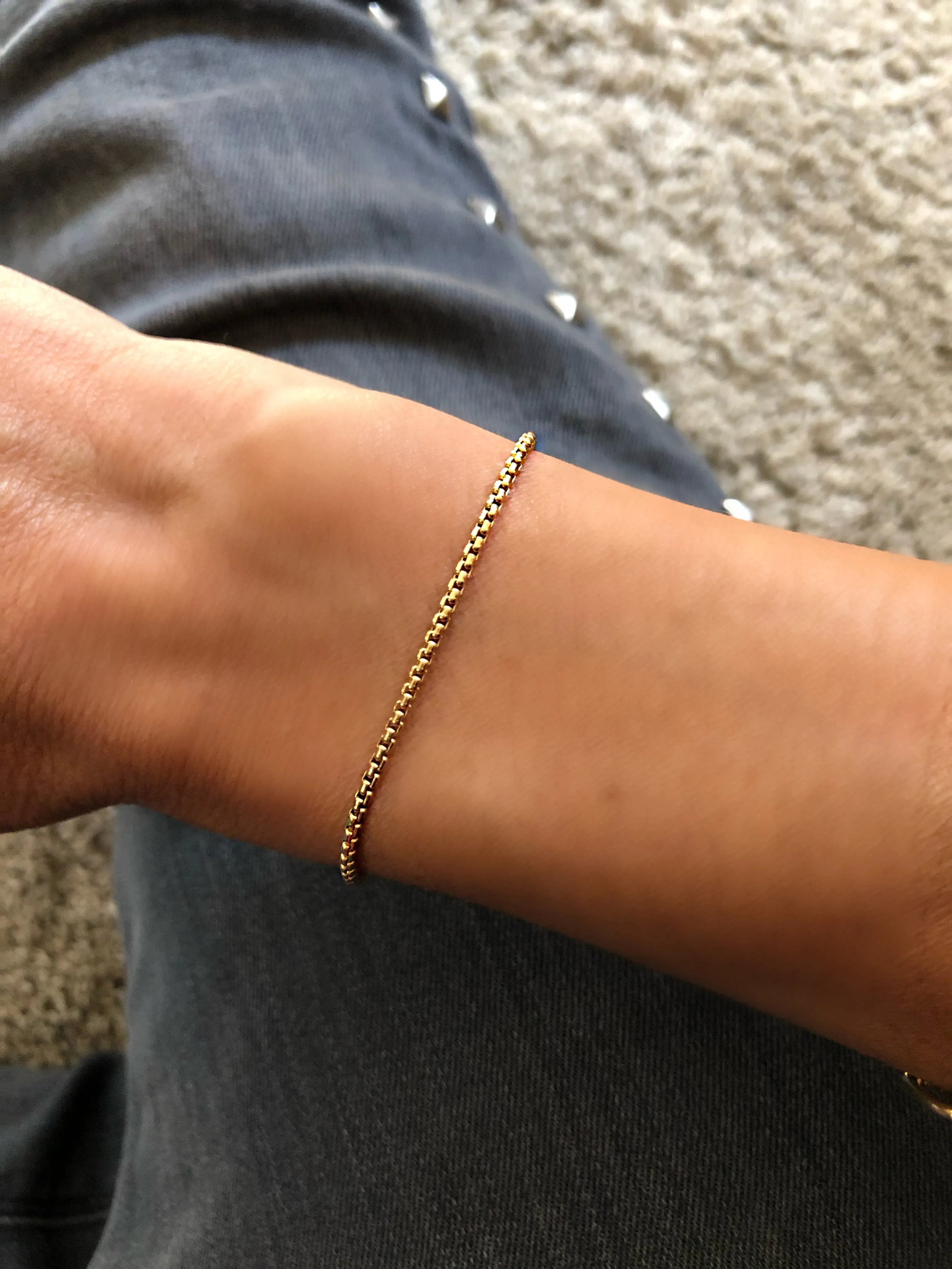 Thin Box Chain Bracelet - 14K Gold Filled