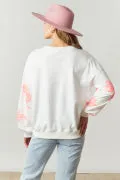 Tiger Sequins LS French Terry Crew Neck Loose Fit Pullover