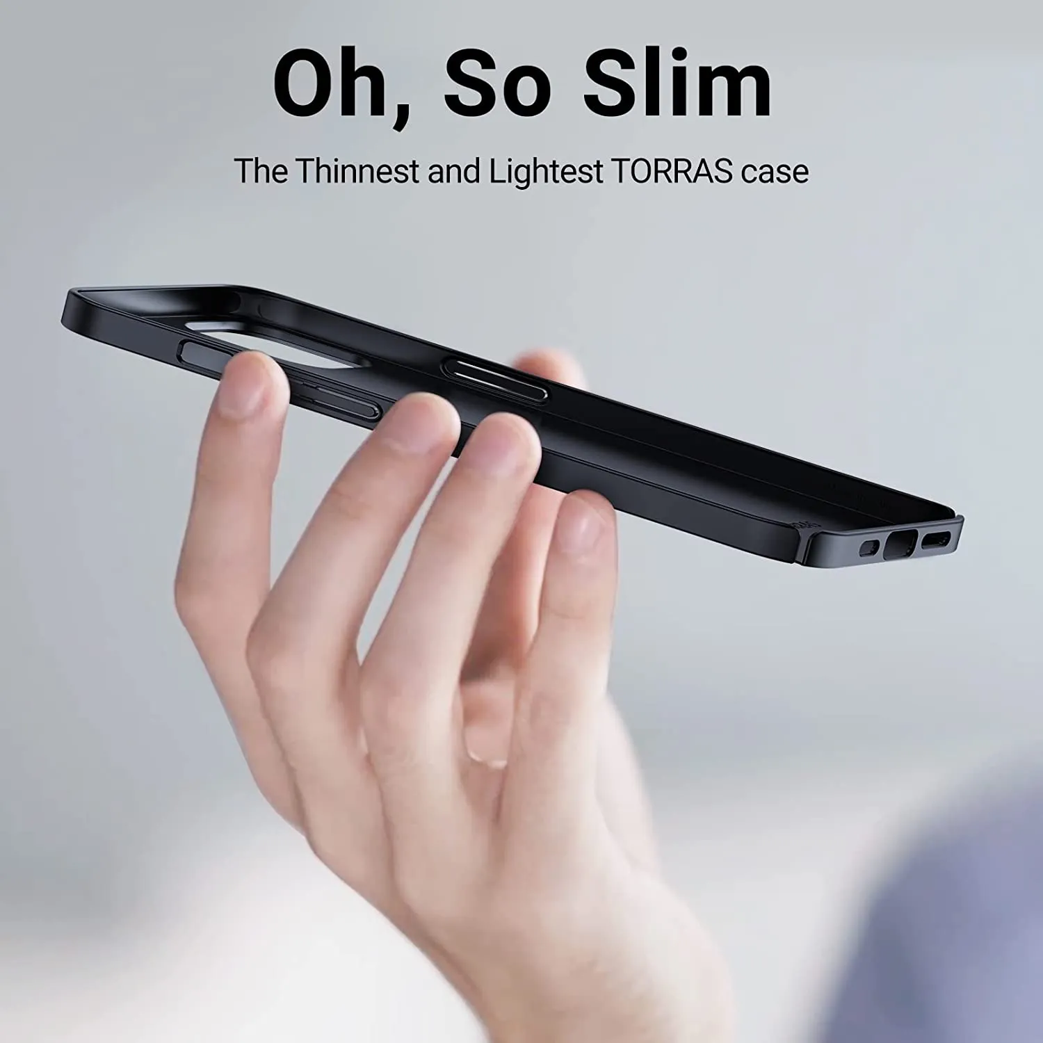 TORRAS Slim Fit Designed for iPhone 13 Case 6.1 inch, [Daily Protective] Ultra Thin Matte Finish Grip Case Silky Smooth Anti-Fingerprint Hard Plastic Cover for iPhone 13 - Space Black