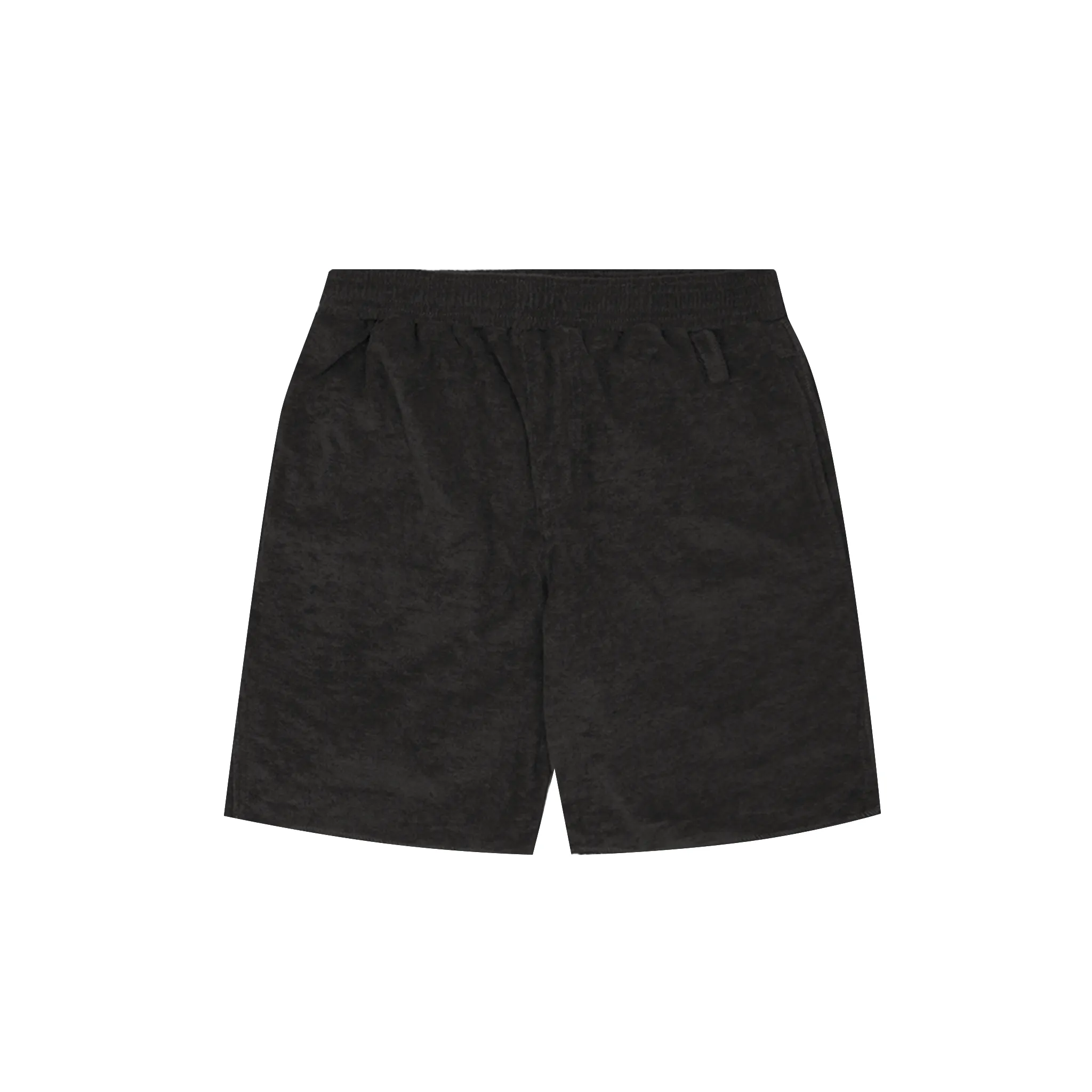 TOWEL TERRY RAW HEM SWEATSHORTS IN CHARCOAL GREY