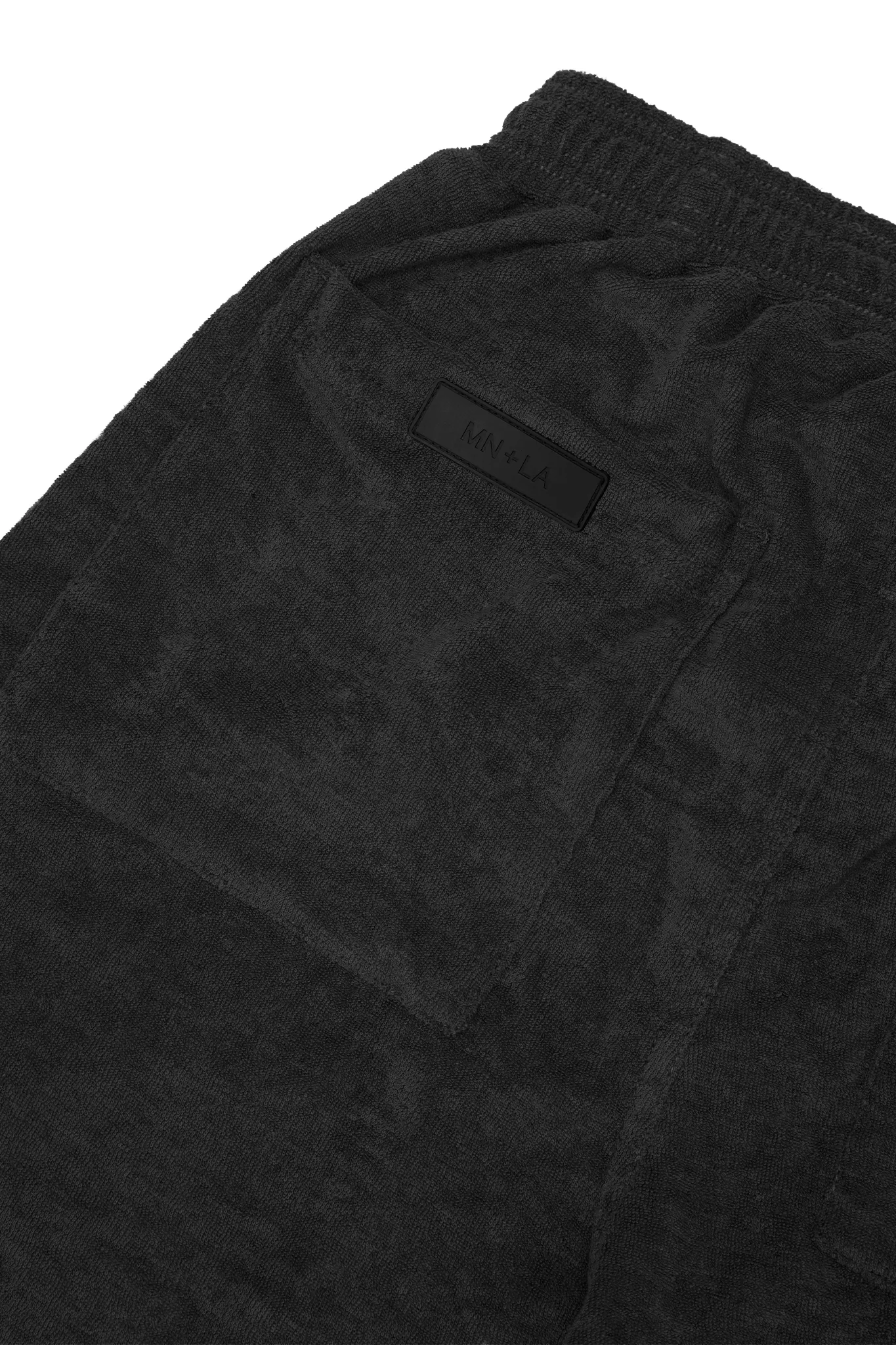 TOWEL TERRY RAW HEM SWEATSHORTS IN CHARCOAL GREY