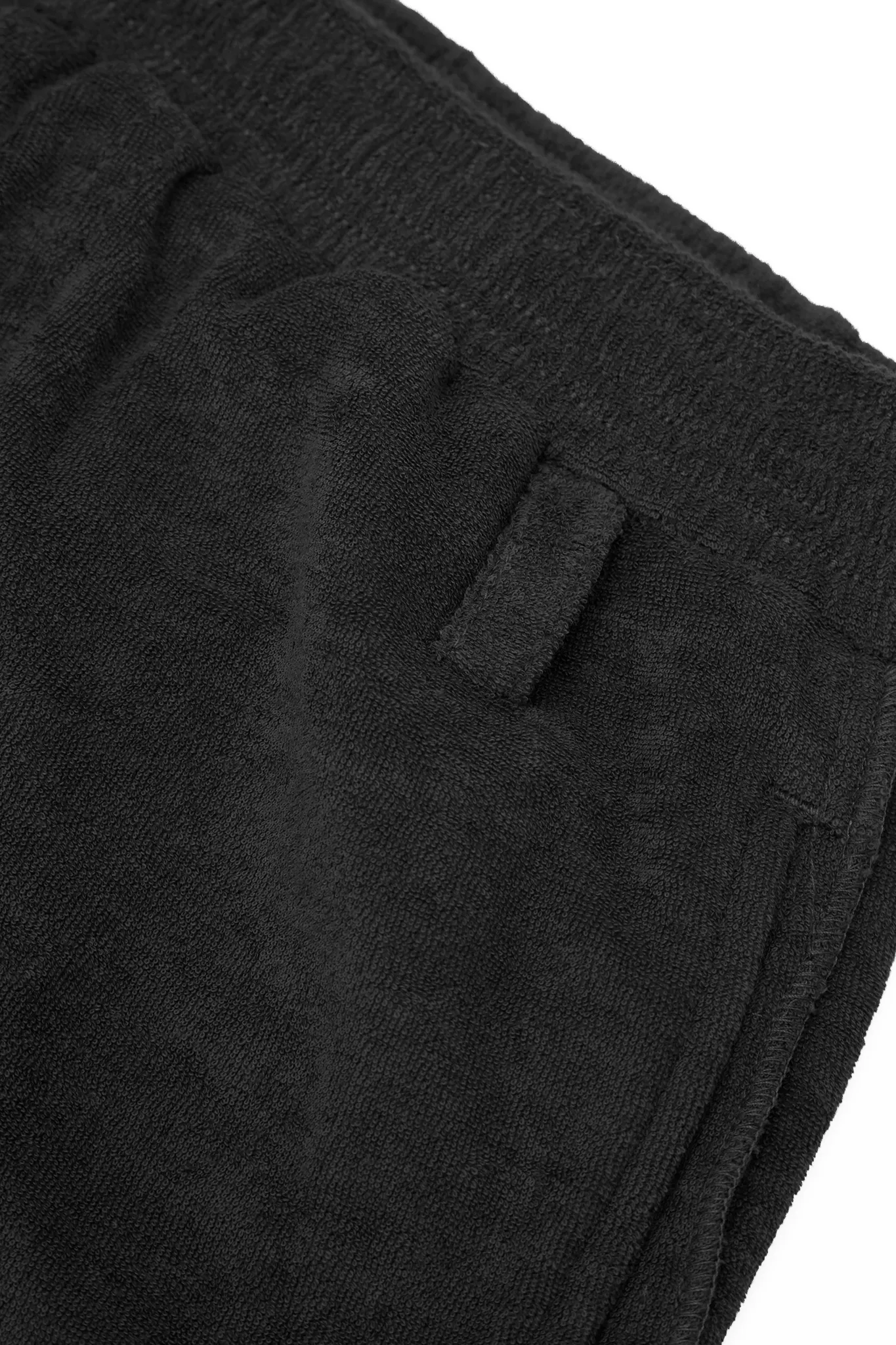 TOWEL TERRY RAW HEM SWEATSHORTS IN CHARCOAL GREY