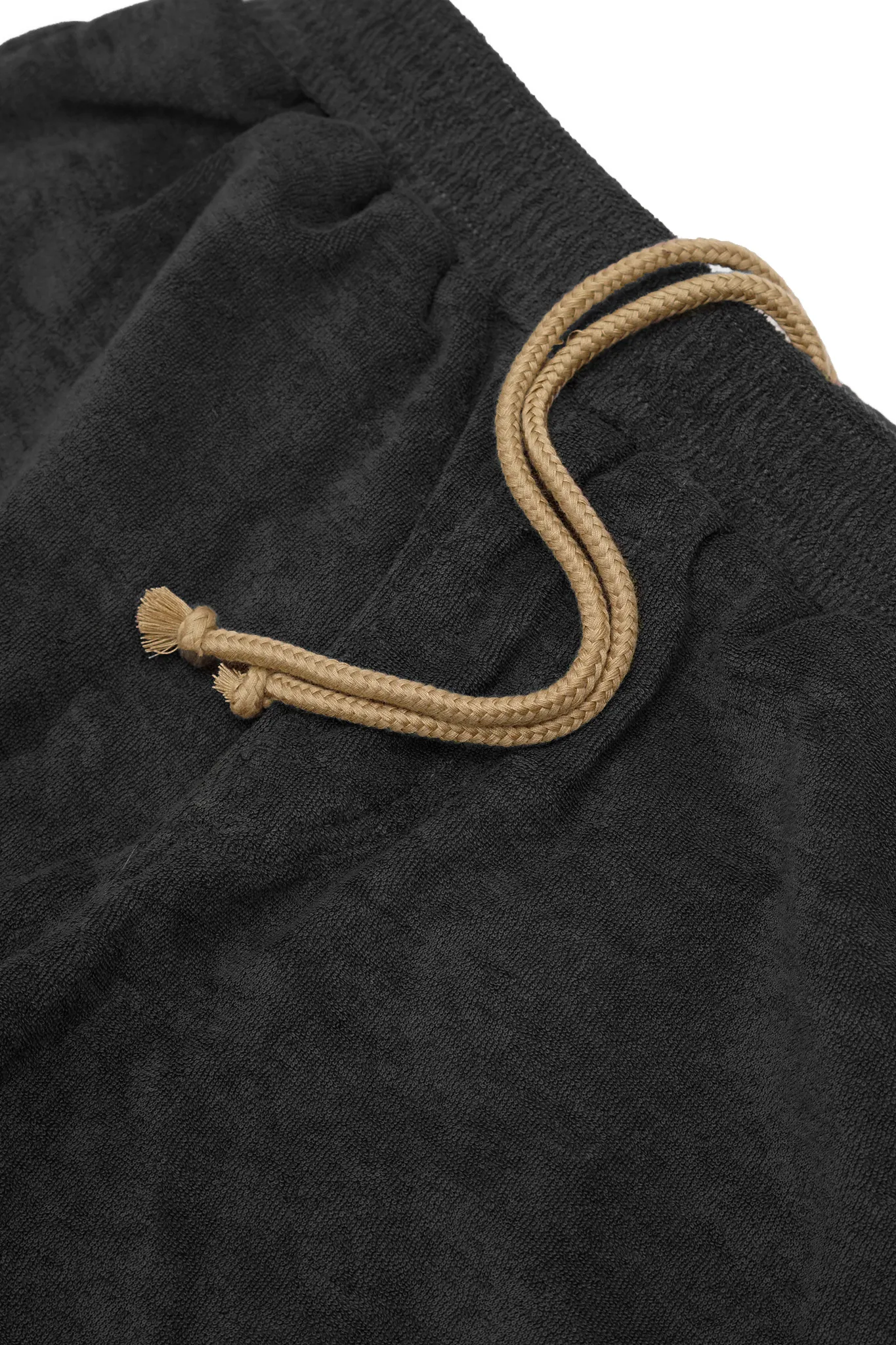 TOWEL TERRY RAW HEM SWEATSHORTS IN CHARCOAL GREY