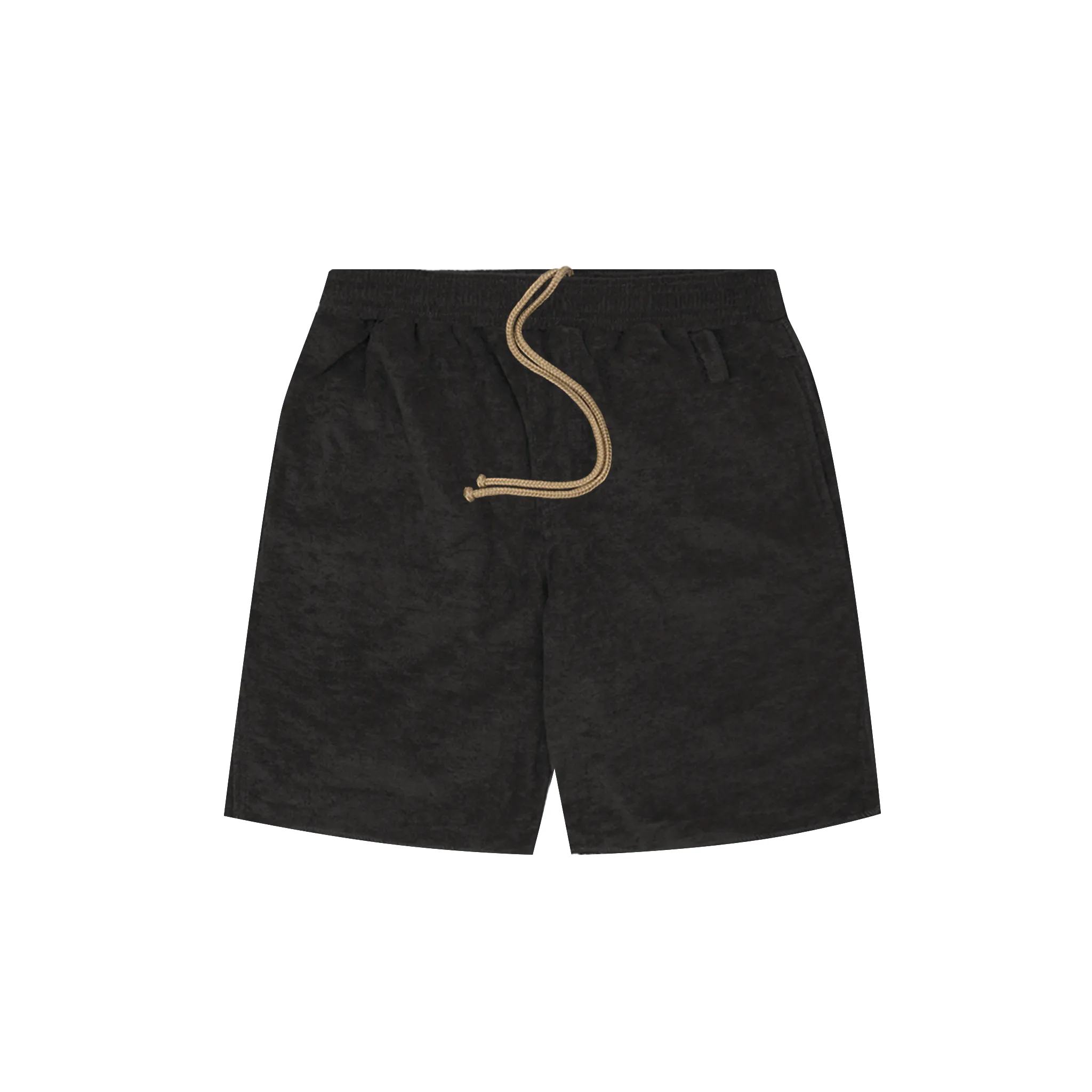 TOWEL TERRY RAW HEM SWEATSHORTS IN CHARCOAL GREY