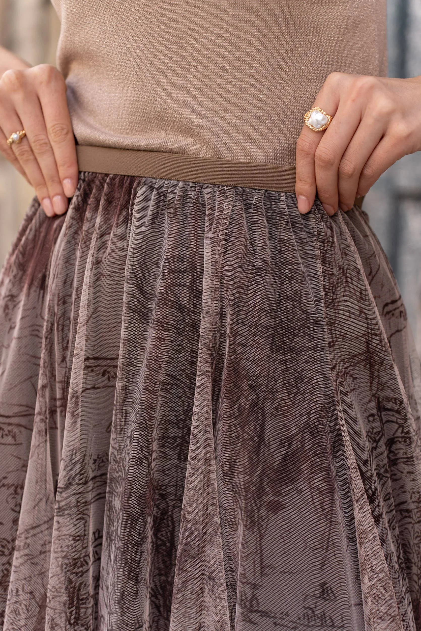 Tulle toile de Jouy Skirt