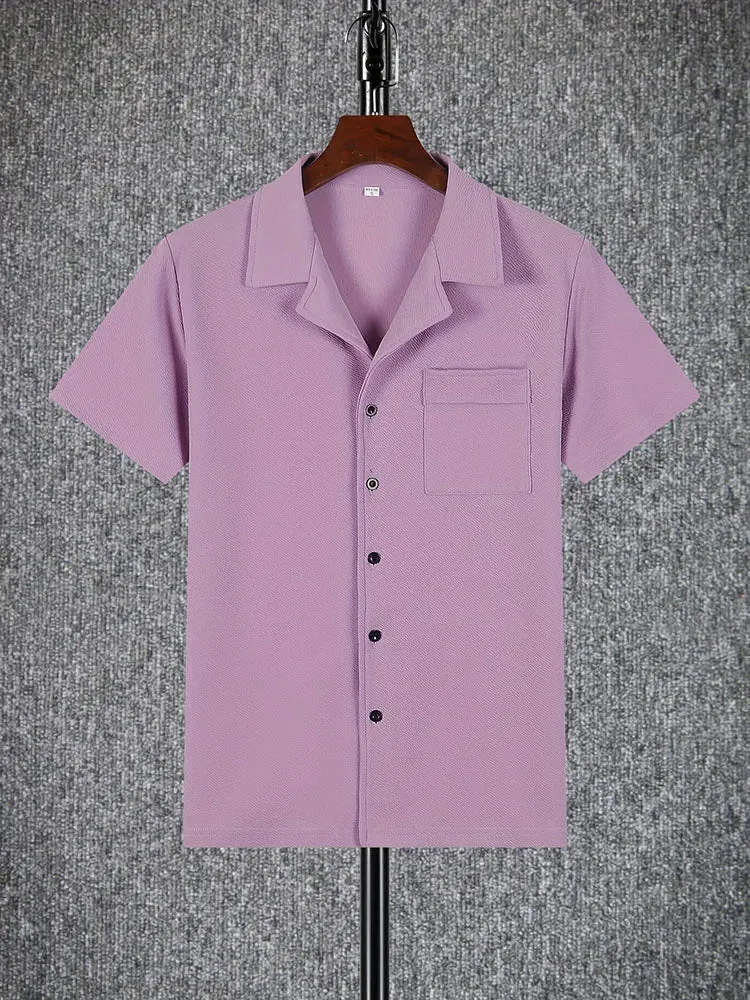 UrbanEdge Sommerhemd Britischer Stil Kurzarm Slim Fit