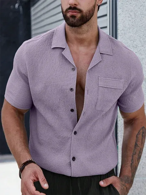 UrbanEdge Sommerhemd Britischer Stil Kurzarm Slim Fit