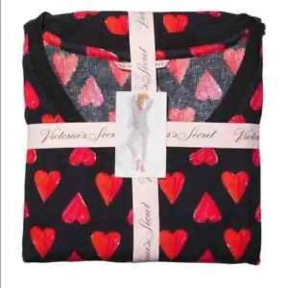 Victoria's Secret 2pc Pajama set  red hearts meduim Reqular