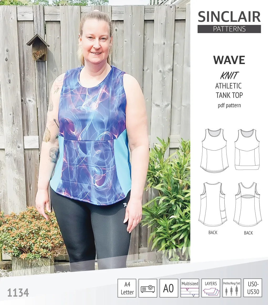 Wave athletic knit tank top with waistline shaping (PDF)