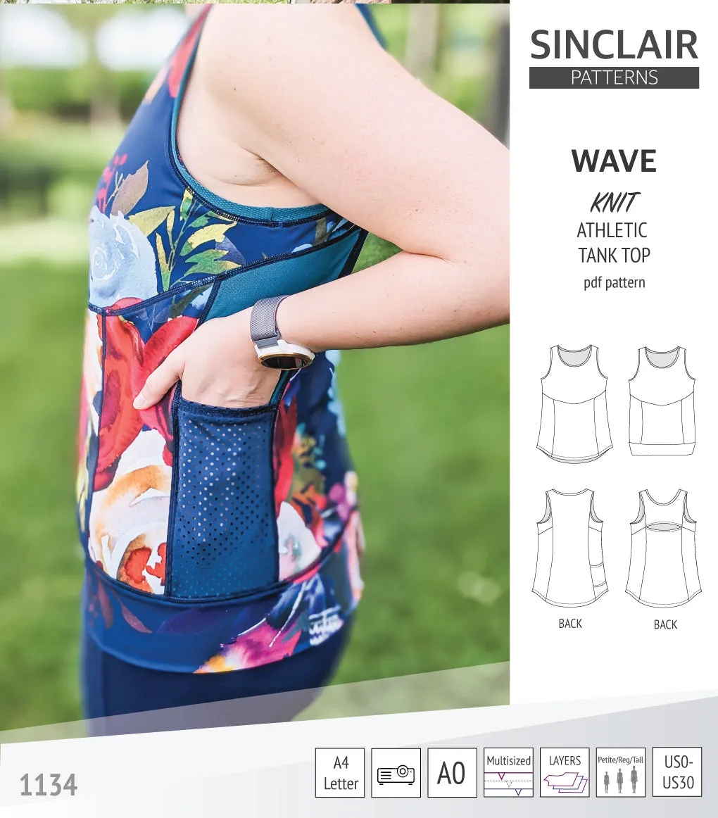Wave athletic knit tank top with waistline shaping (PDF)