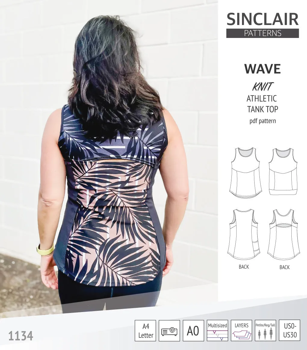 Wave athletic knit tank top with waistline shaping (PDF)