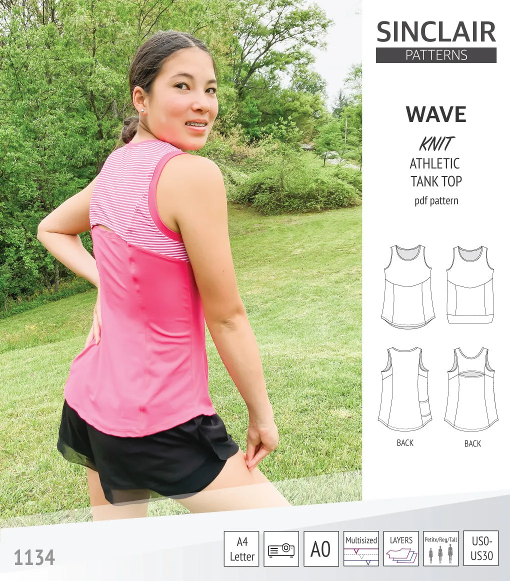 Wave athletic knit tank top with waistline shaping (PDF)