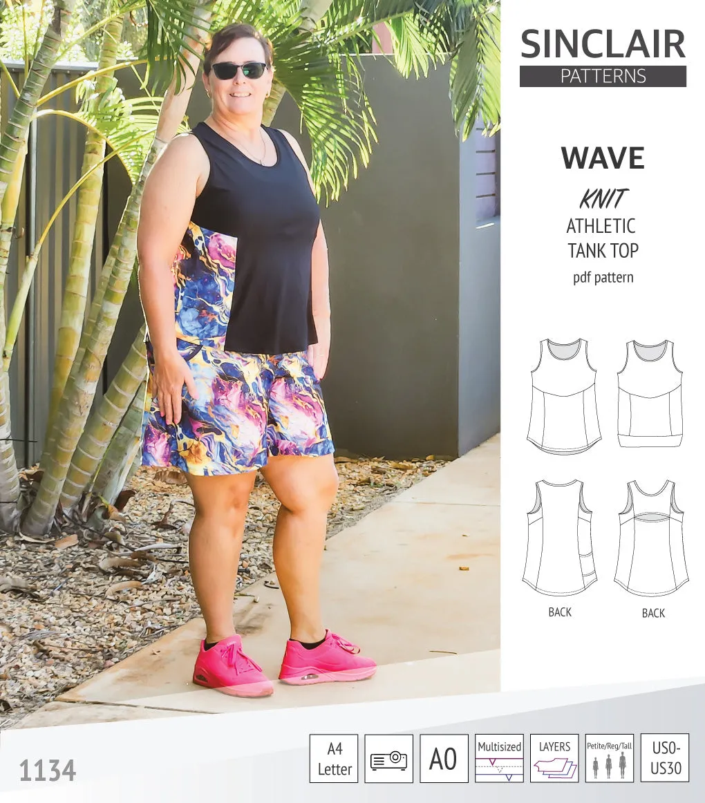 Wave athletic knit tank top with waistline shaping (PDF)