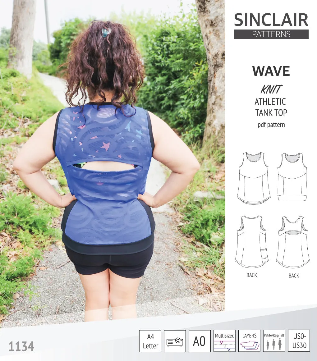 Wave athletic knit tank top with waistline shaping (PDF)