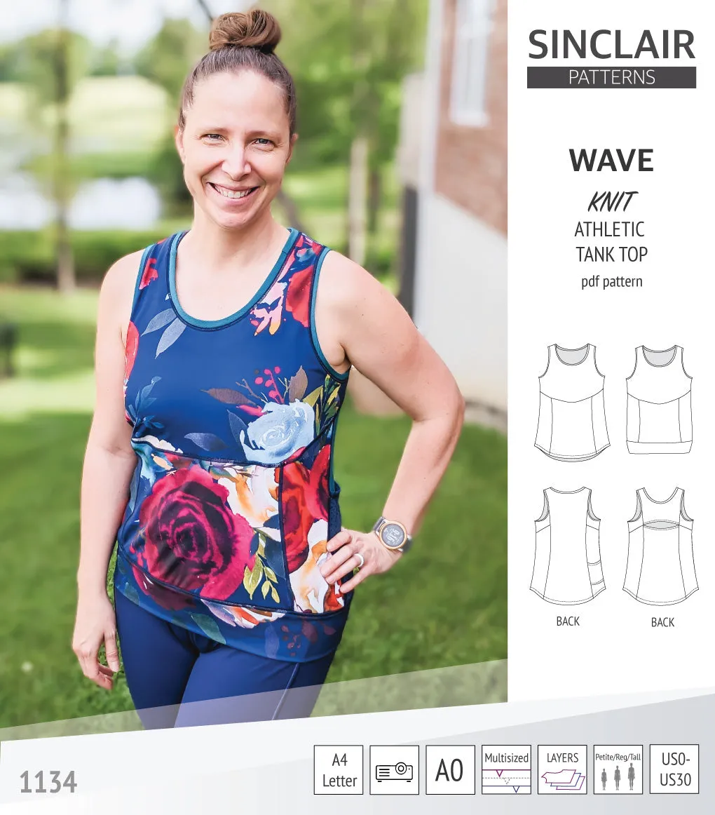 Wave athletic knit tank top with waistline shaping (PDF)