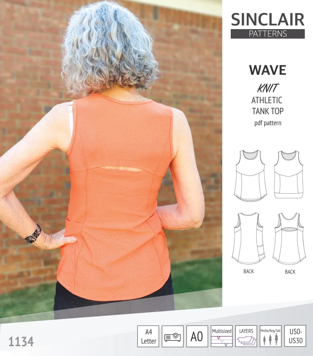 Wave athletic knit tank top with waistline shaping (PDF)
