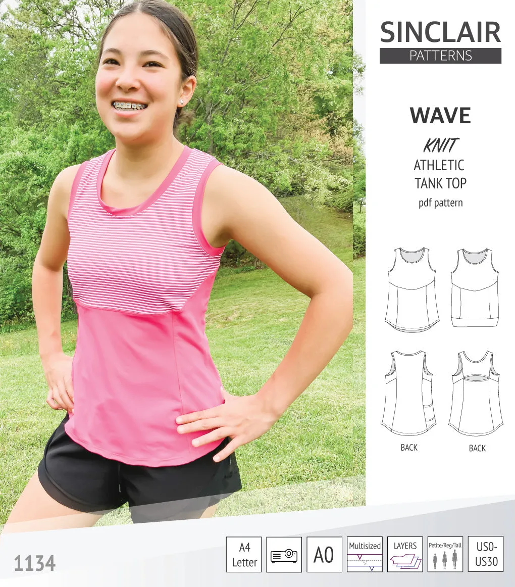 Wave athletic knit tank top with waistline shaping (PDF)