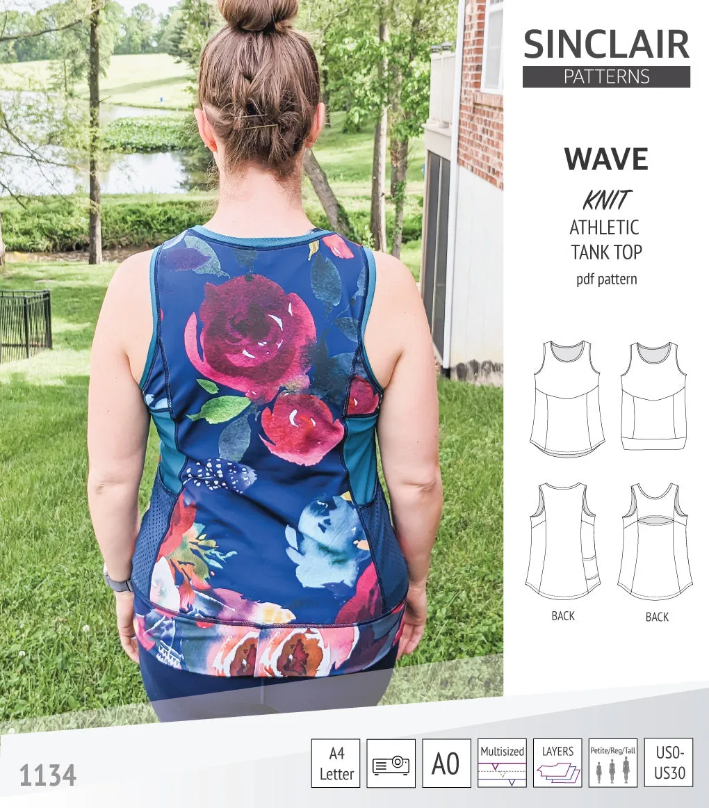 Wave athletic knit tank top with waistline shaping (PDF)