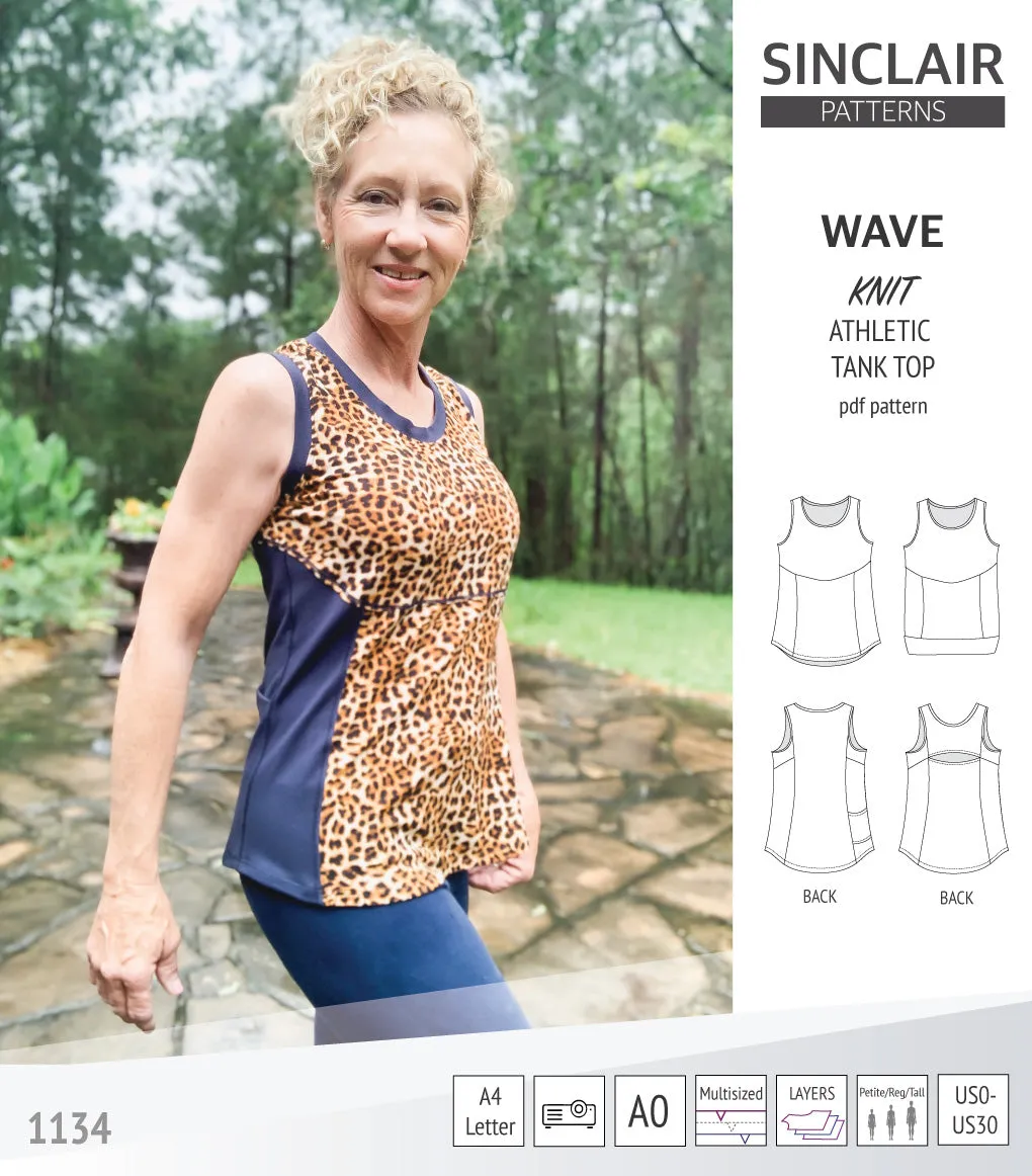 Wave athletic knit tank top with waistline shaping (PDF)