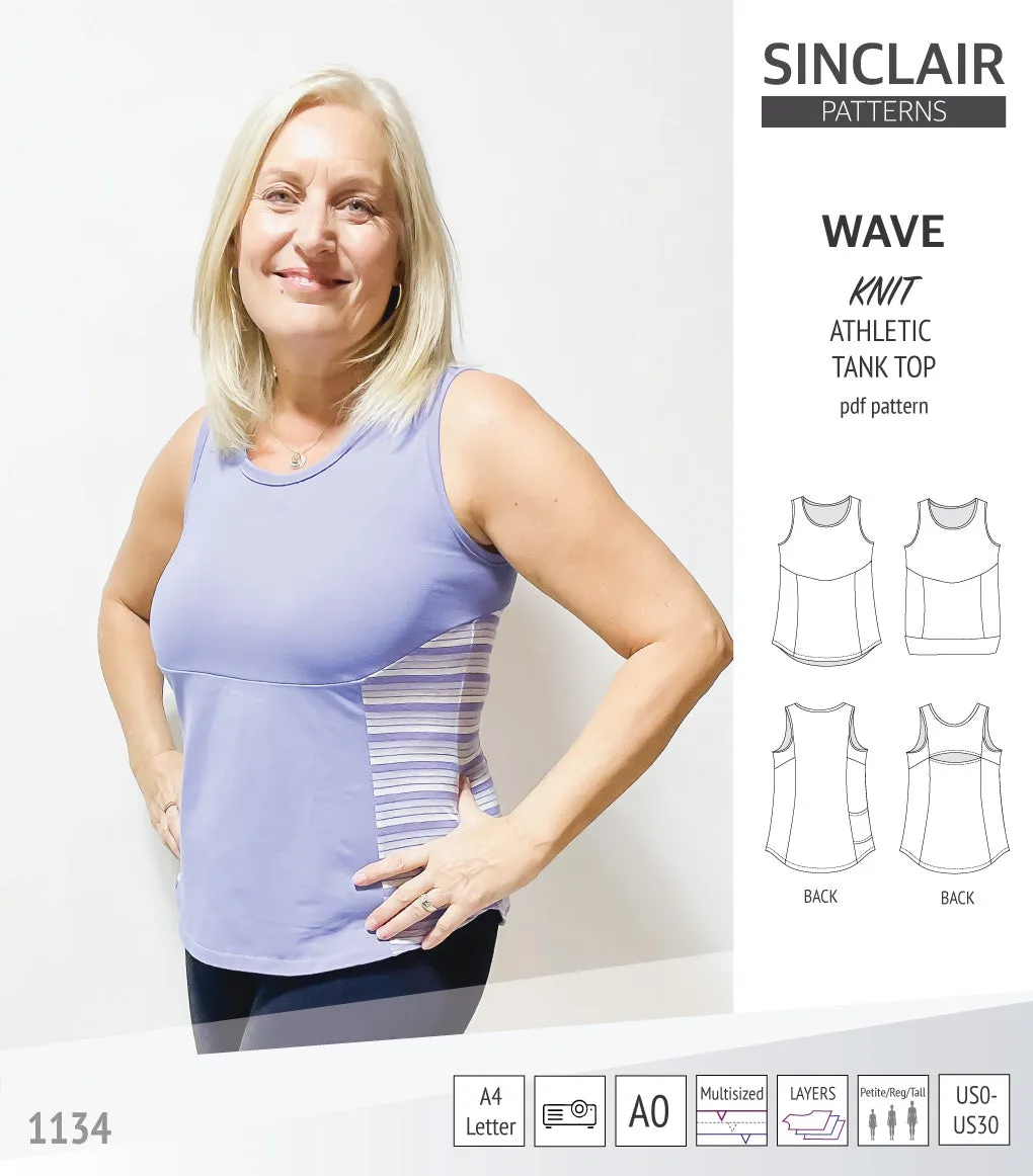 Wave athletic knit tank top with waistline shaping (PDF)