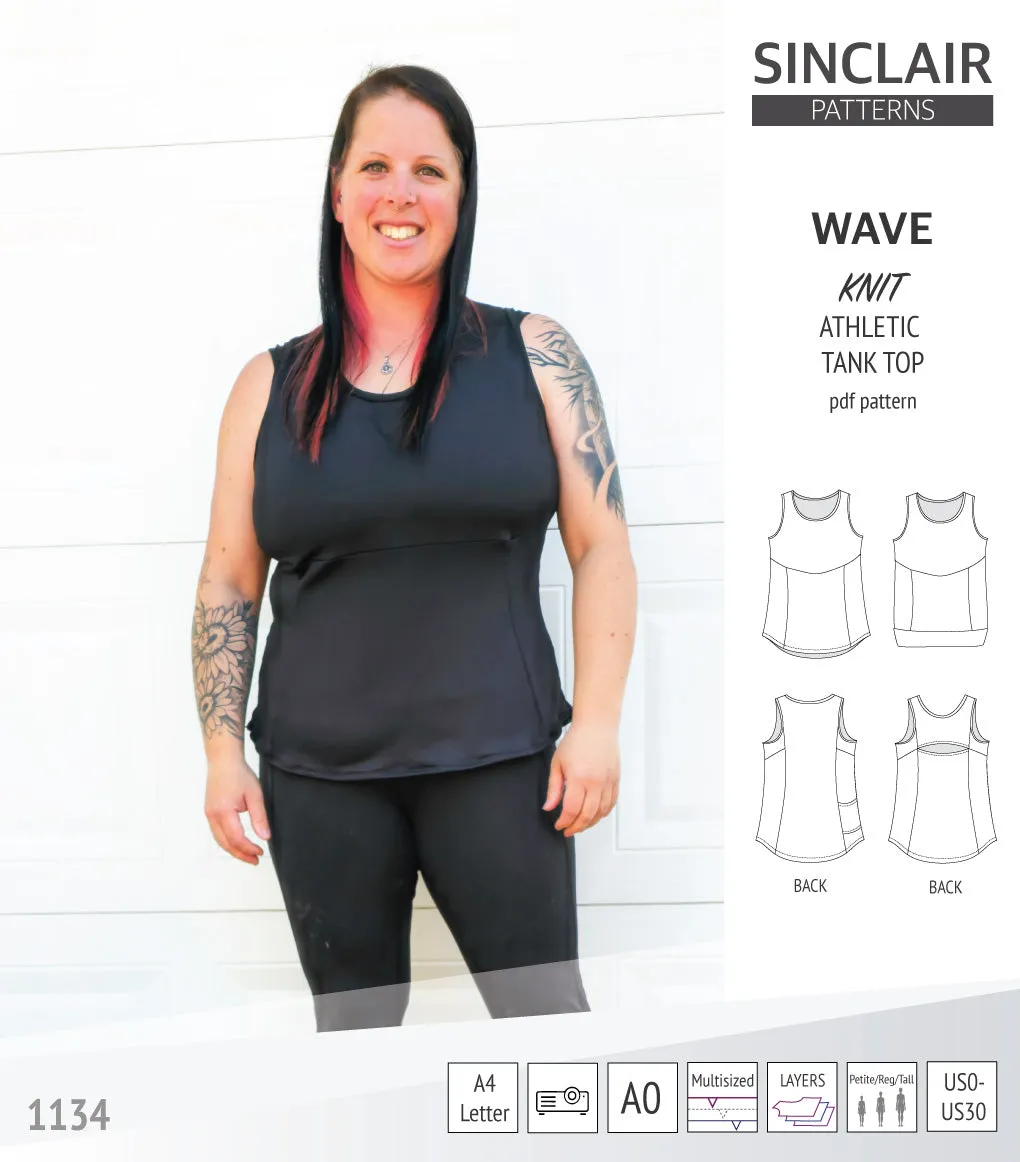 Wave athletic knit tank top with waistline shaping (PDF)