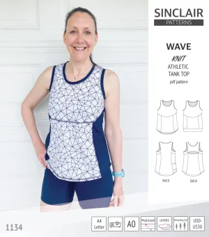 Wave athletic knit tank top with waistline shaping (PDF)