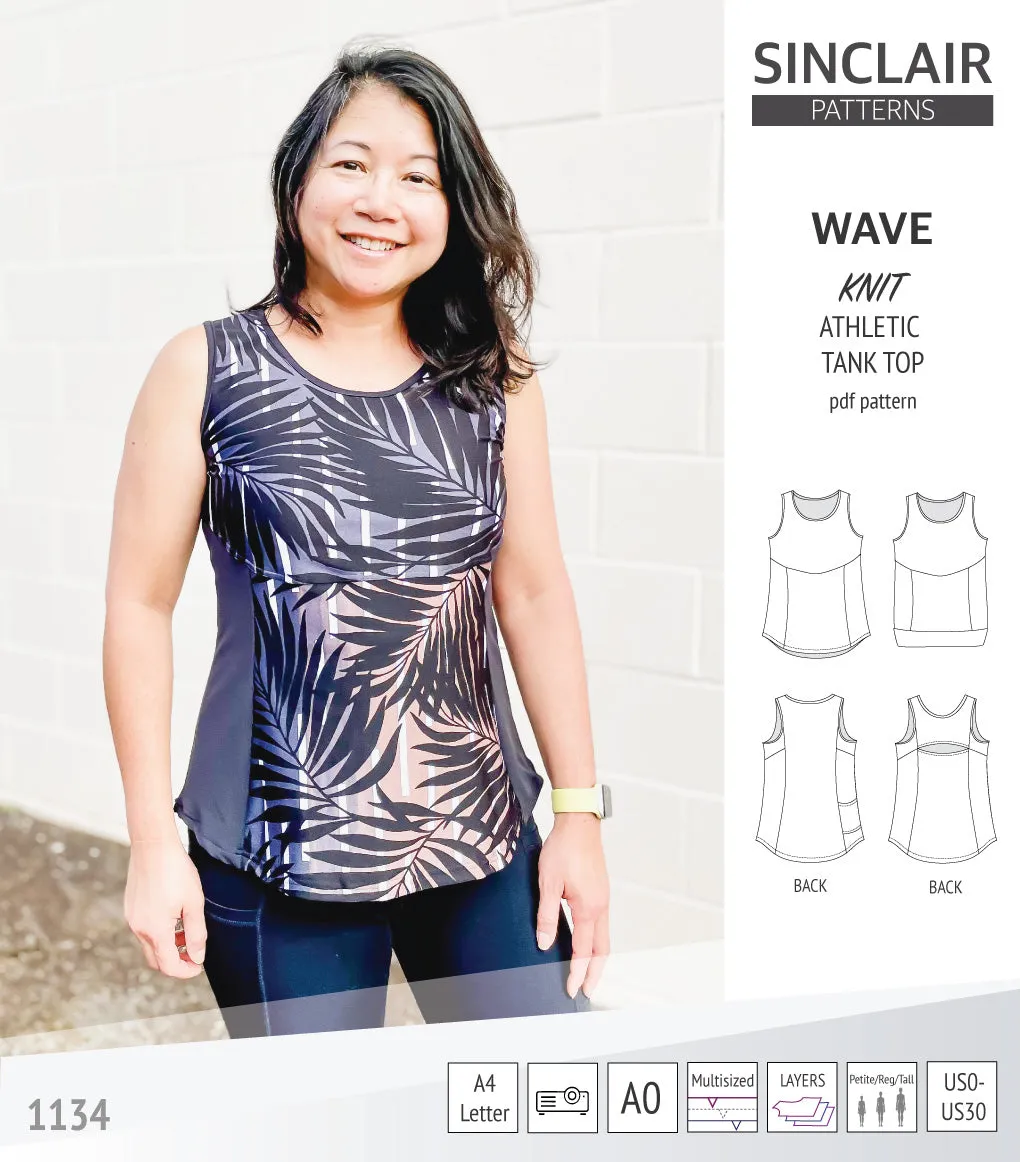 Wave athletic knit tank top with waistline shaping (PDF)