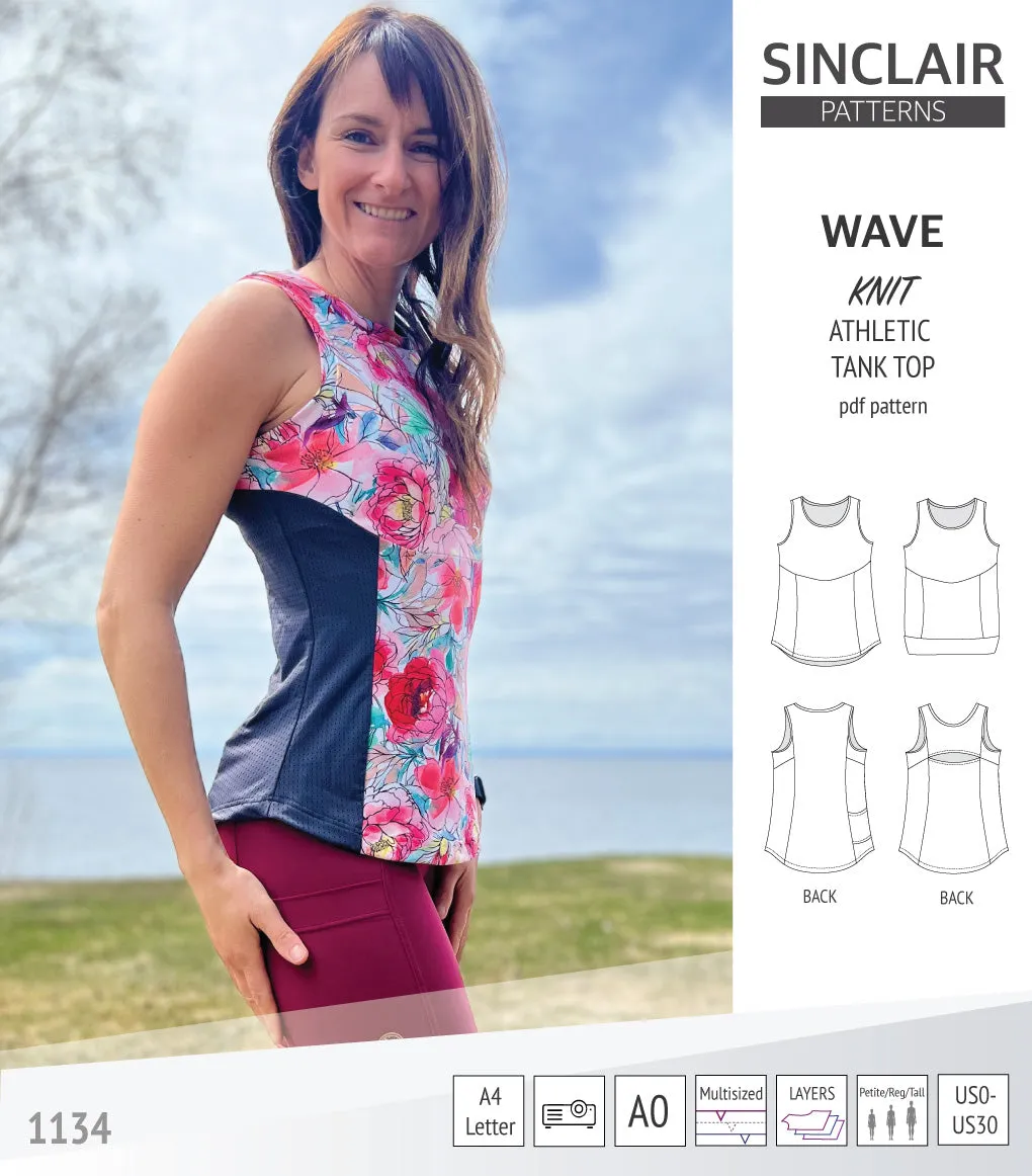 Wave athletic knit tank top with waistline shaping (PDF)