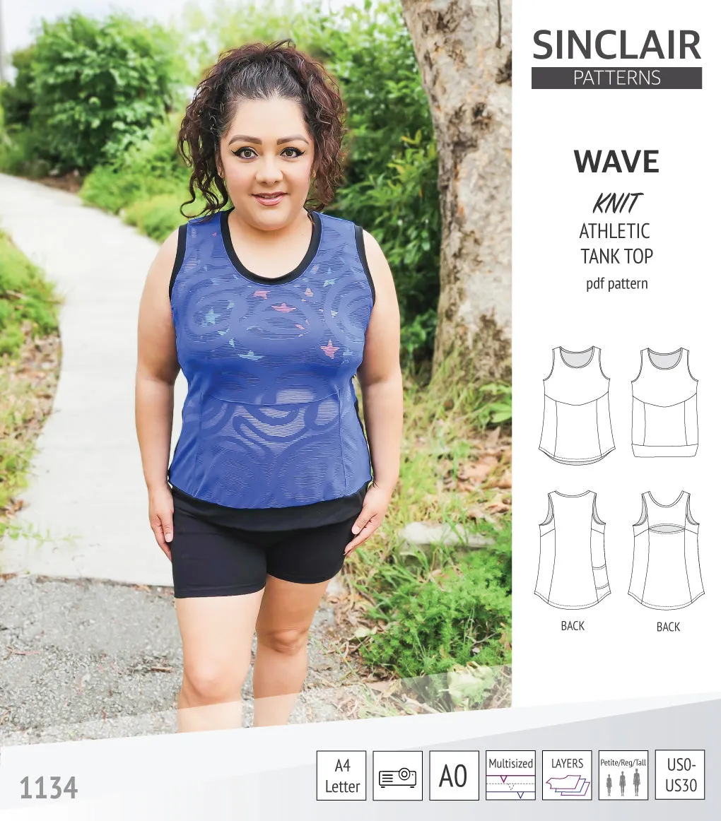 Wave athletic knit tank top with waistline shaping (PDF)