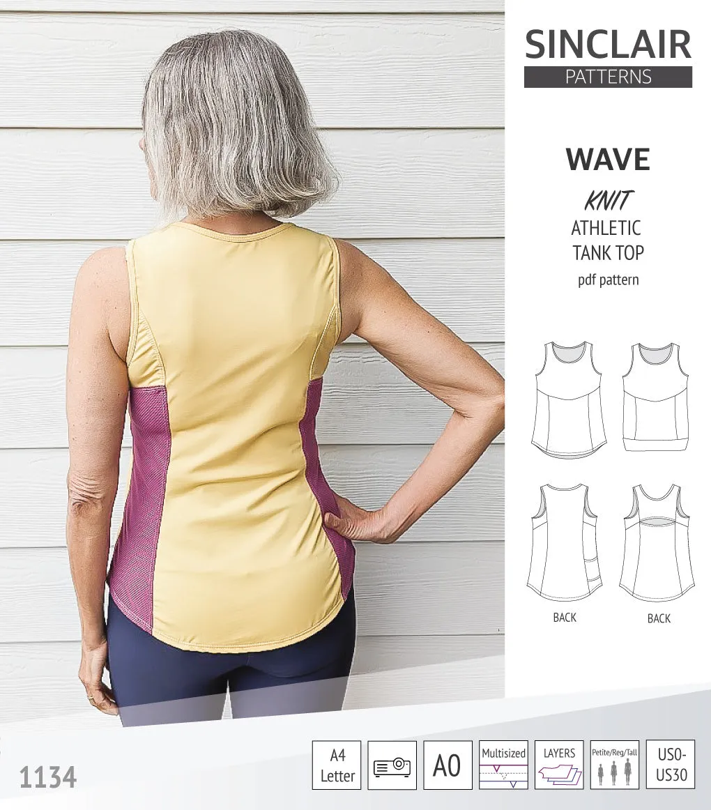 Wave athletic knit tank top with waistline shaping (PDF)