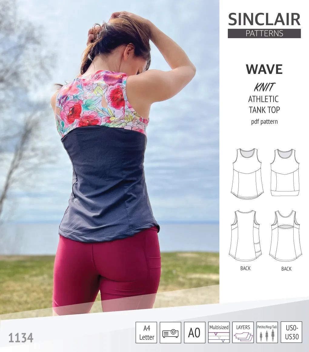 Wave athletic knit tank top with waistline shaping (PDF)