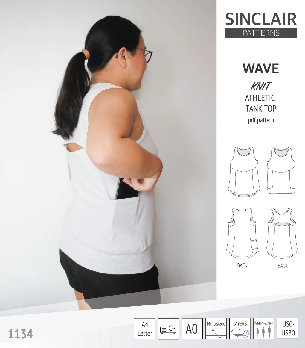 Wave athletic knit tank top with waistline shaping (PDF)