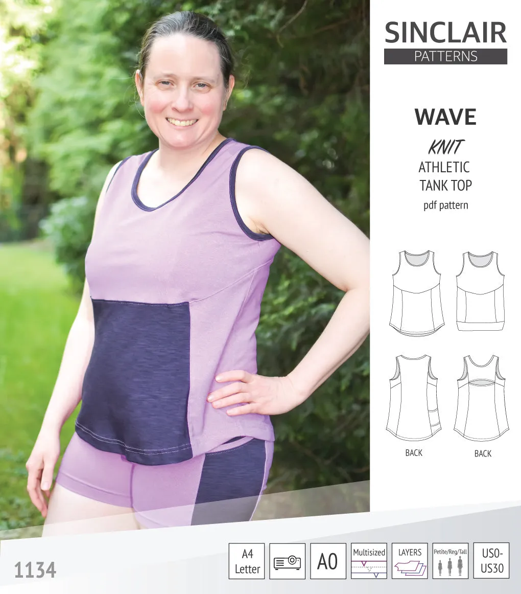 Wave athletic knit tank top with waistline shaping (PDF)