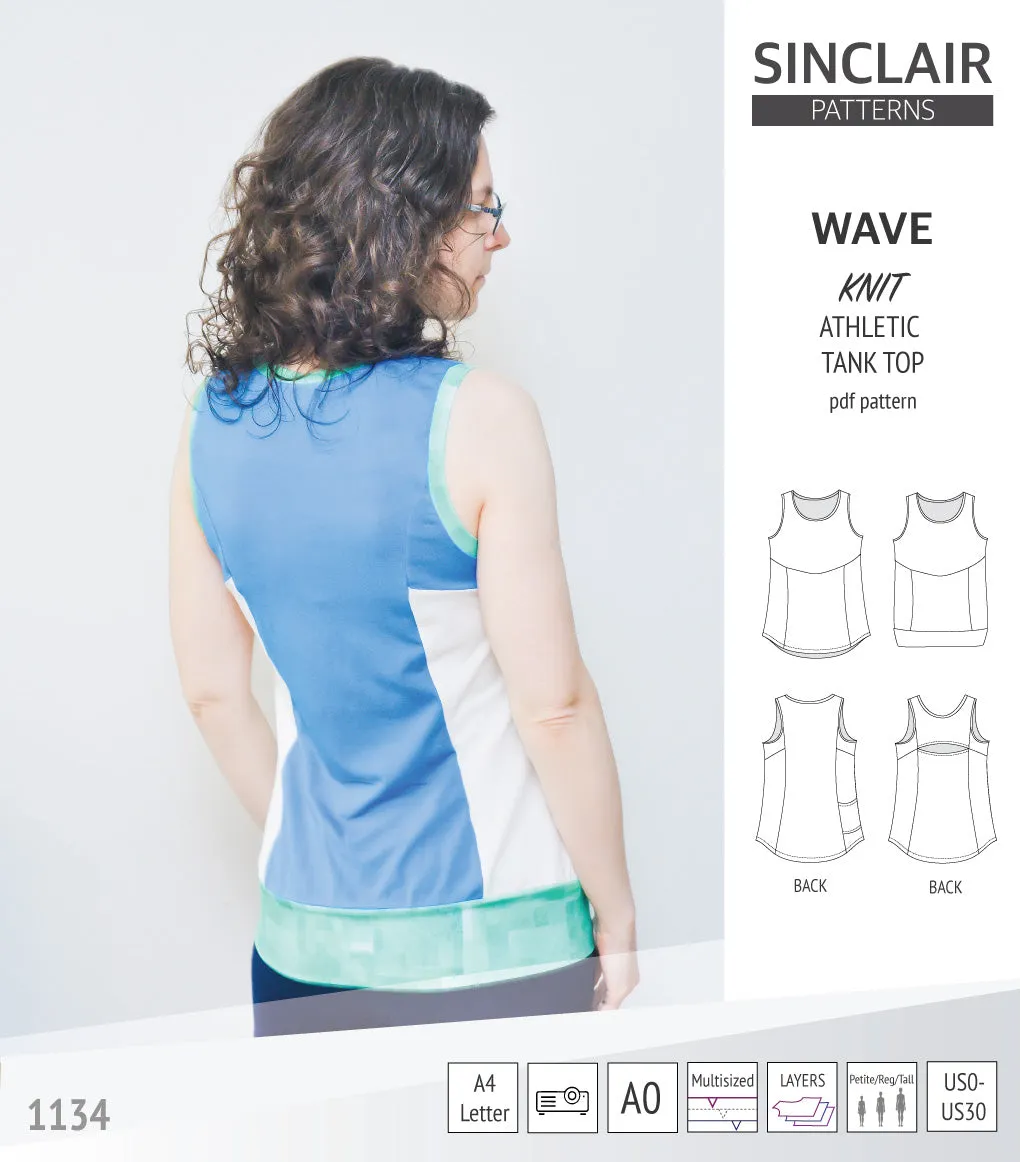 Wave athletic knit tank top with waistline shaping (PDF)