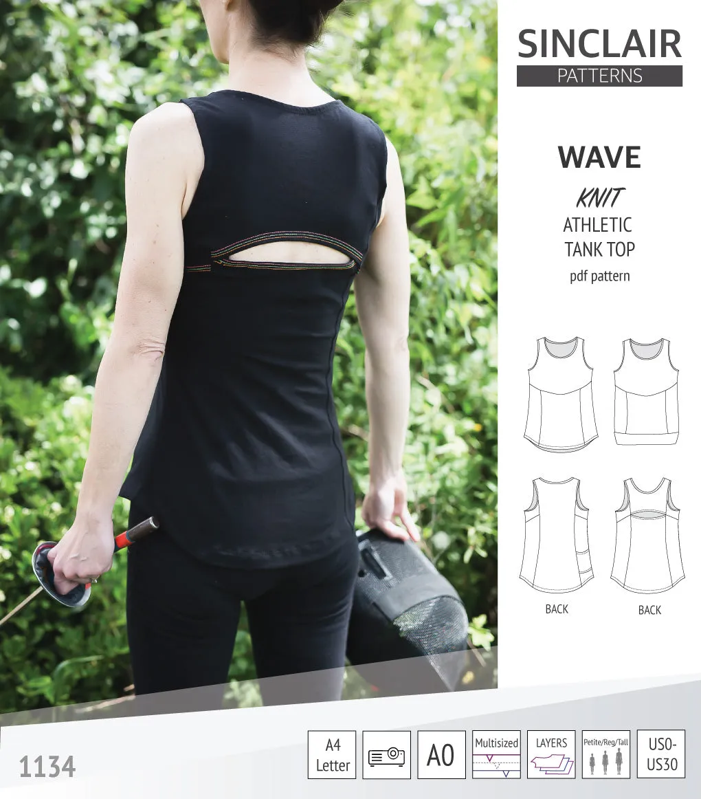 Wave athletic knit tank top with waistline shaping (PDF)