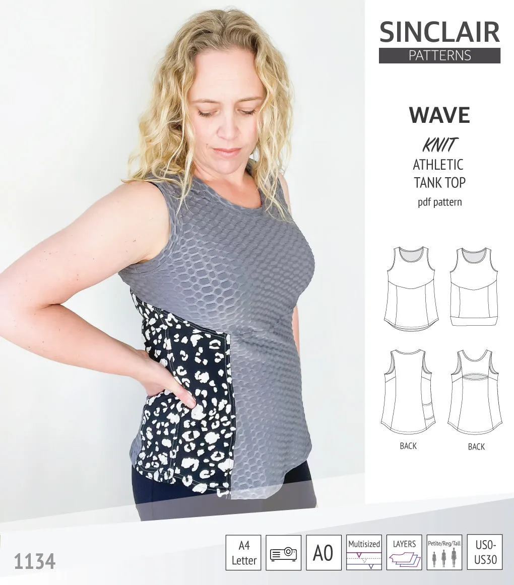 Wave athletic knit tank top with waistline shaping (PDF)