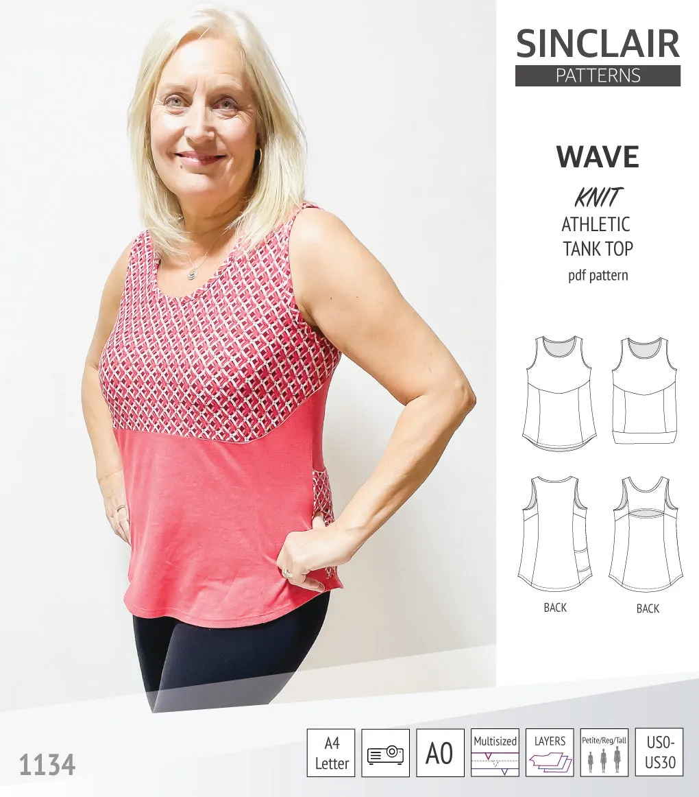Wave athletic knit tank top with waistline shaping (PDF)