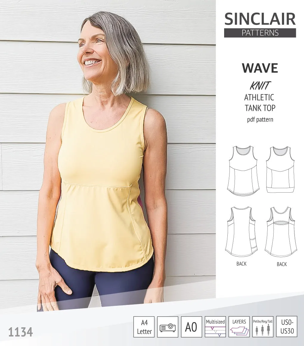 Wave athletic knit tank top with waistline shaping (PDF)