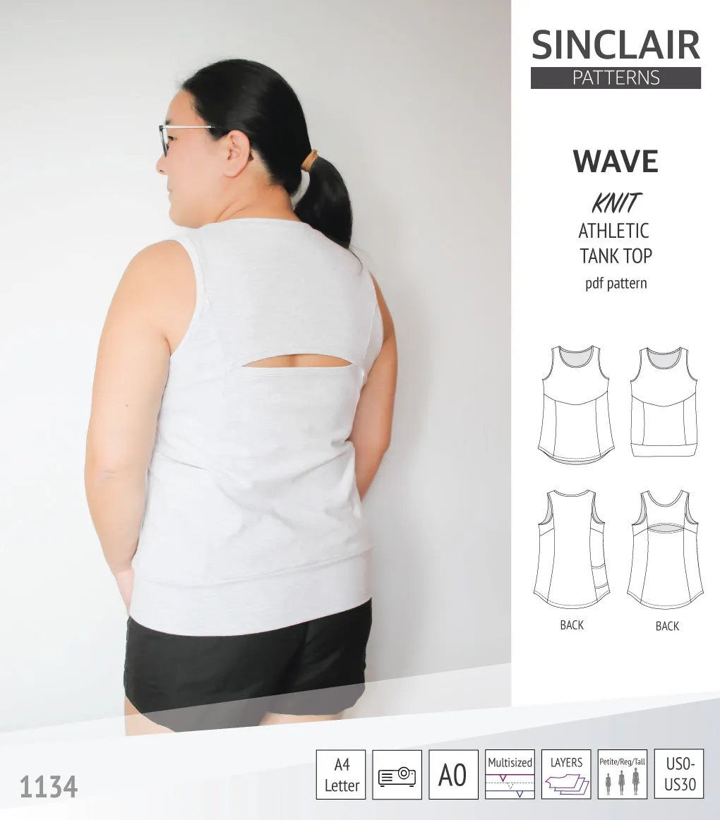 Wave athletic knit tank top with waistline shaping (PDF)